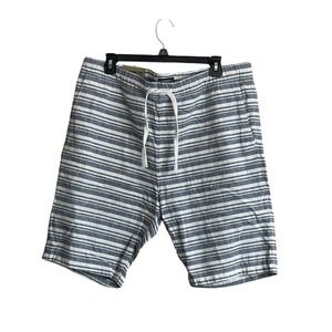 NWT EXPRESS Shorts XL Classic Fit Striped Linen Cotton Blue White Beach